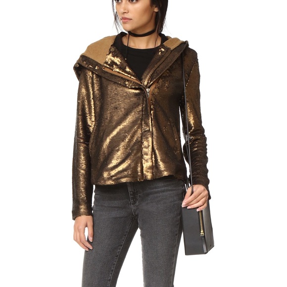 Free People Jackets & Blazers - Free people bronze sequin jacket hoodie s